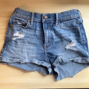 Distressed jean shorts
